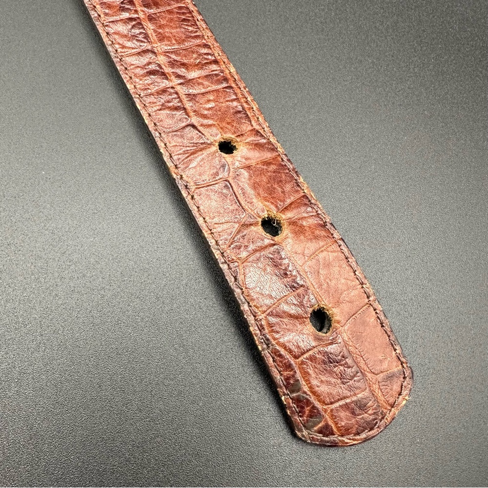 Vintage Linea Pelle by Mira K Brown Croco Belt – Size M, 1980s–90s-GORGEOUS!! - Picture 7 of 16